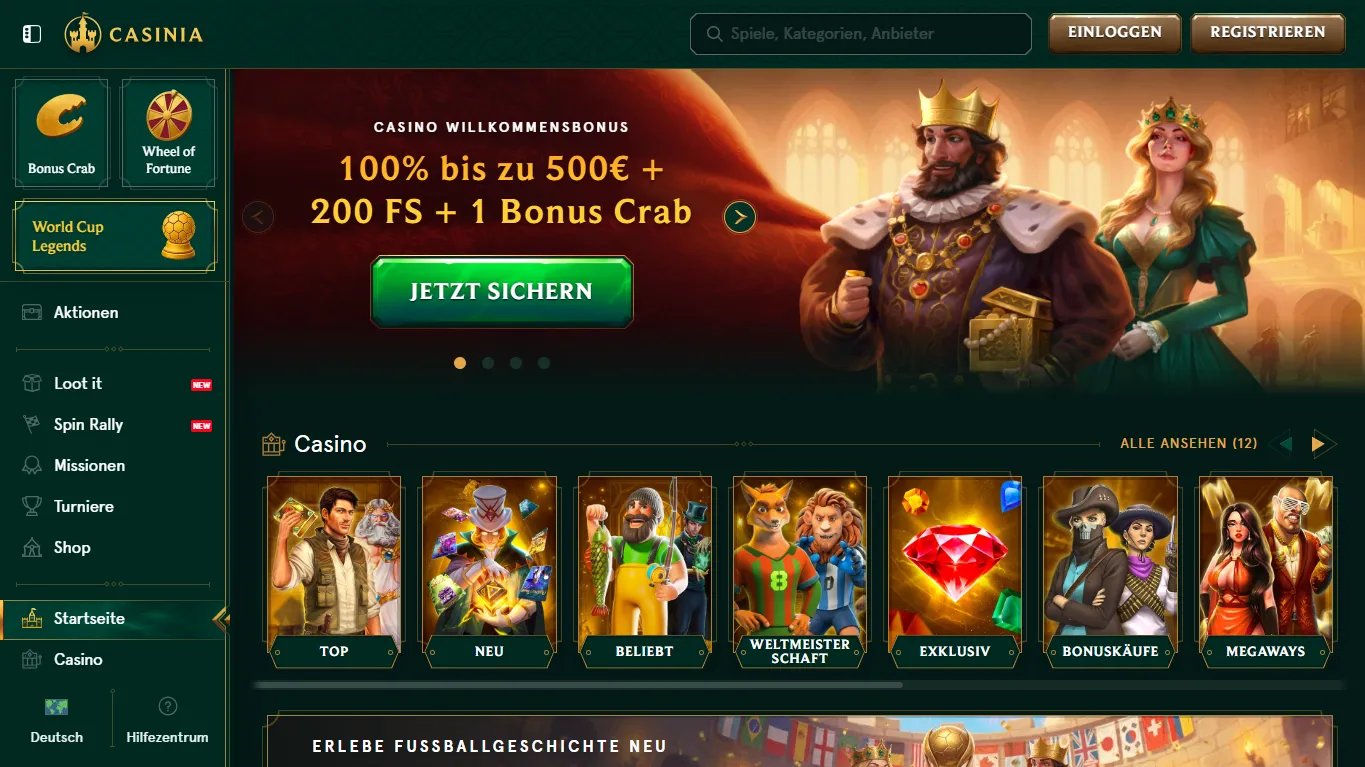 Casinia – ohne oasis casino mit niedriger Mindesteinzahlung